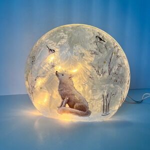 Stony Creek Sarah Summers Winter Wolf Lighted Glass Orb SWX9261 Frosted Decor